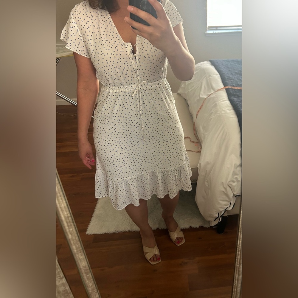 Rails Cream V-Neck Cap Sleeve Sundress Midi